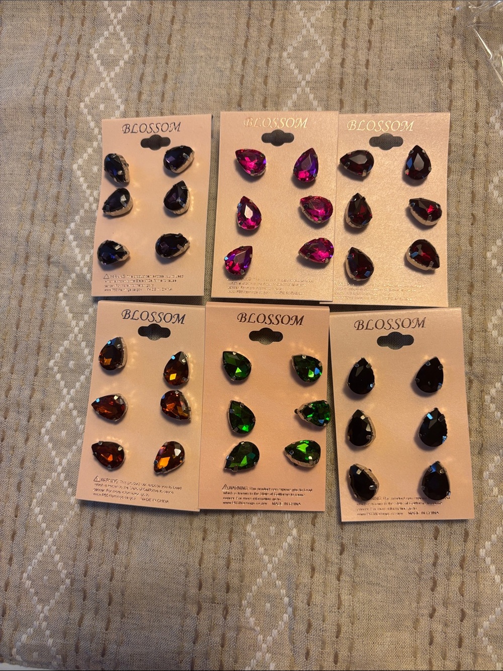 Teardrop Crystal Stud Earrings - Assorted Colors